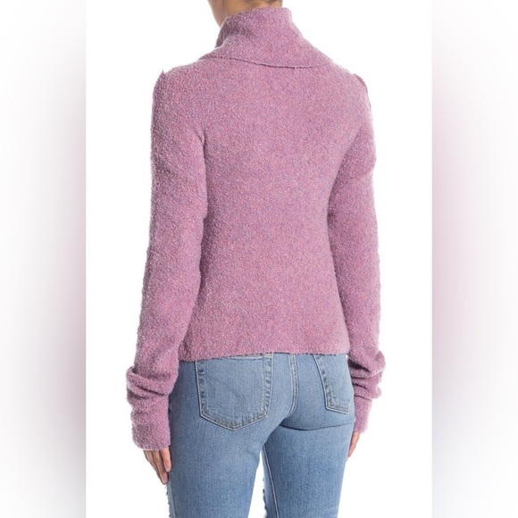 Free People Stormy Lavender Purple Boucle Knit Wool Blend Pullover Sweater EUC S - Picture 2 of 11